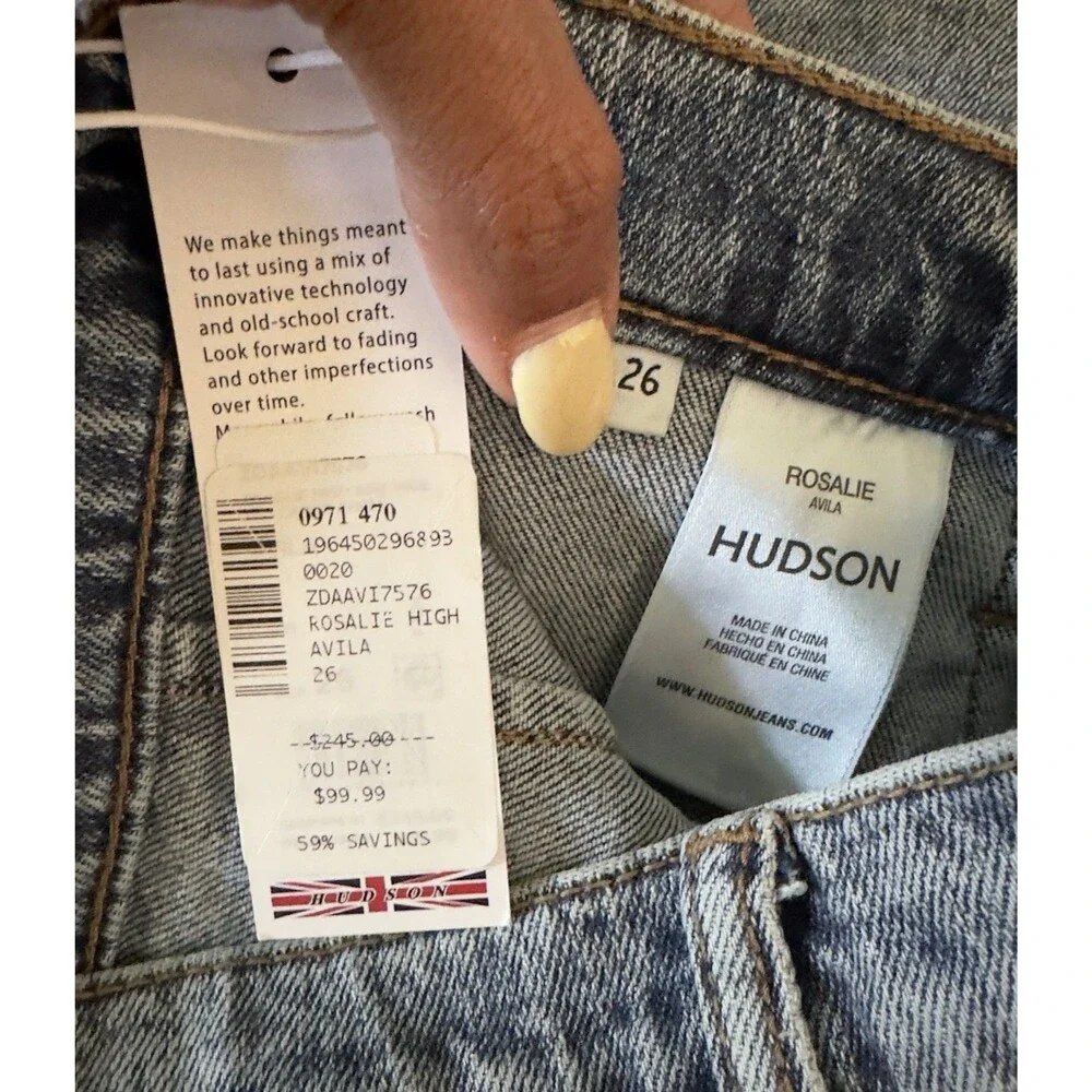 NWT Hudson Rosalie Avila High Waist Wide Leg Cargo Jeans Women 26 Light Wash